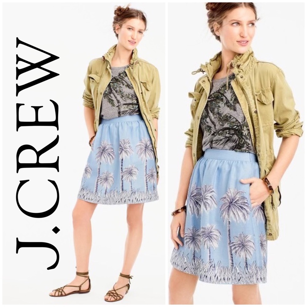 🌴 J. Crew, Palm Springs Paradise Linen Skirt